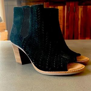Tom’s Suede Peep Toe Booties - Like New, worn only once!